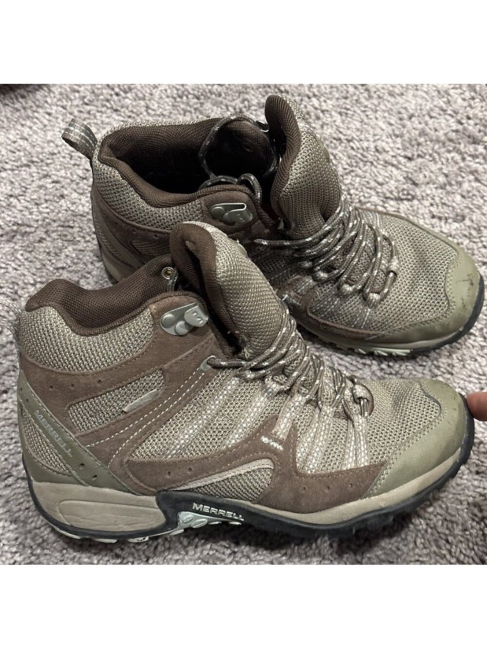 Merrell Tuskora Women's Sz 7.5 Olive Waterproof Trail Hiking Boots J090559